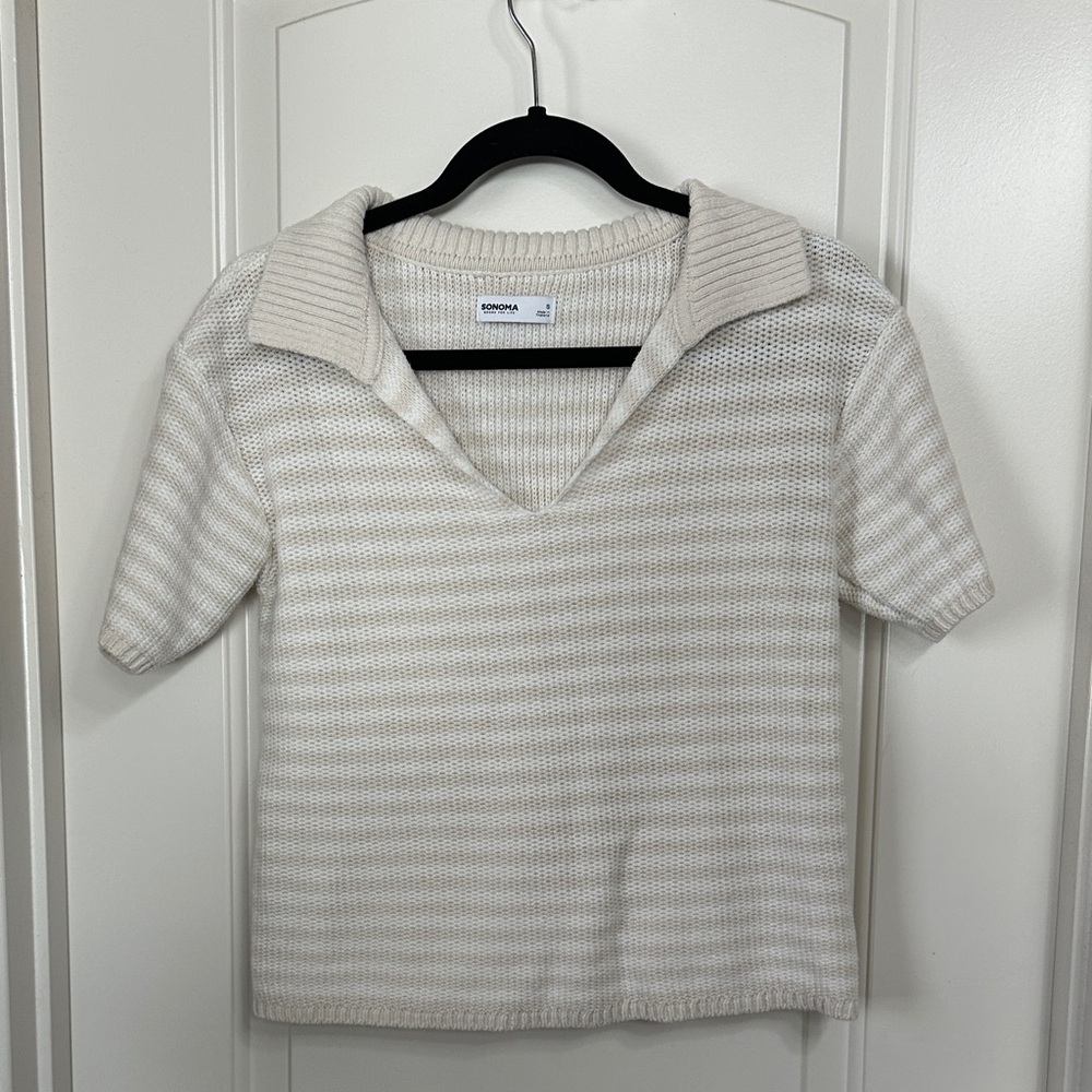 Sonoma Cream Knit Collared Sweater